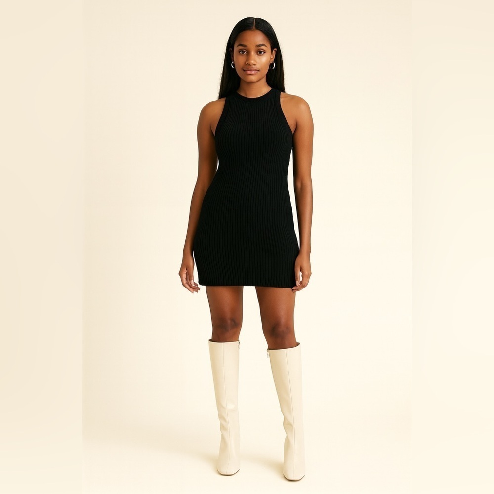 ZARA Size 41 Ivory Pull-On Almond Toe High Block Heel Tall Boots NB NWT